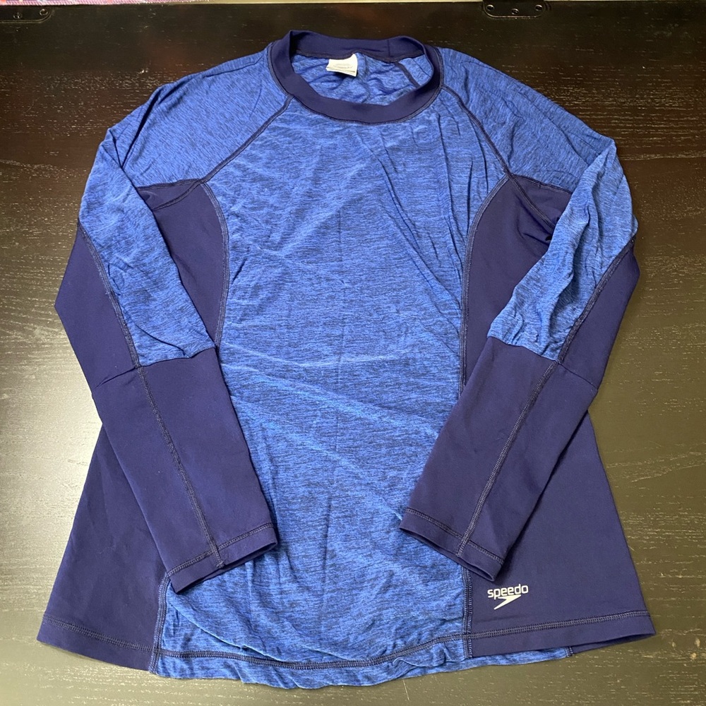 Speedo Women's Two-Tone Blue Long Sleeve Swim Top